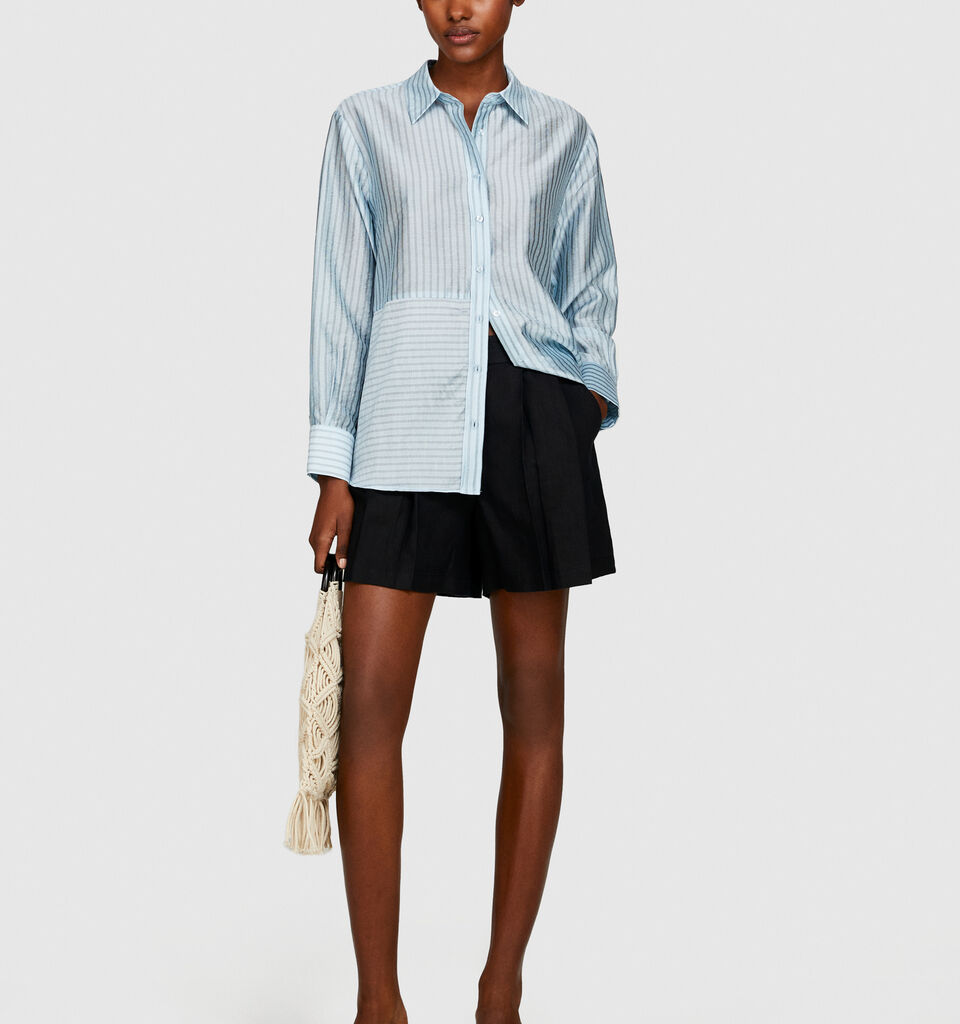 100% linen shorts - women's shorts - Black | Sisley image number 1